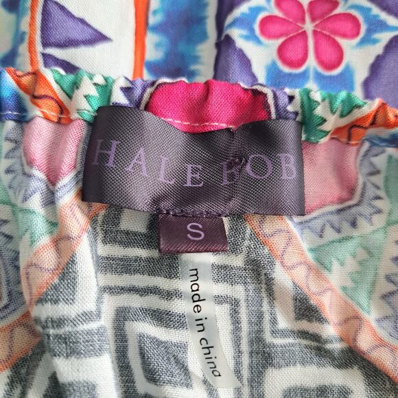 Hale Bob Fumiko Cold Shoulder Blouse Size Small Bell Sleeve Multicolor Boho - Picture 5 of 9